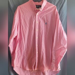 Ralph Lauren Pink Gingham Blake 100% Cotton Button Down Shirt